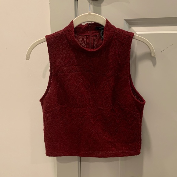 Forever 21 Tops - FOREVER 21 - ruby red turtleneck sleeveless crop top, size S, barely worn